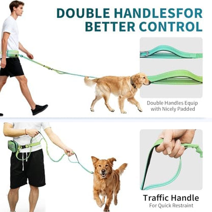 Kazazoo large dog waist leash system showcasing shock absorbing elastic extension