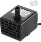 Alizzy 3W mini fountain pump with attached water tubing and adjustable slide cover.