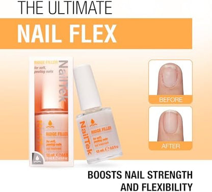 Nail Tek strengthening base coat for uneven ridges and surface imperfections.