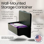Storage Theory bathroom organizer showing wipes being dispensed