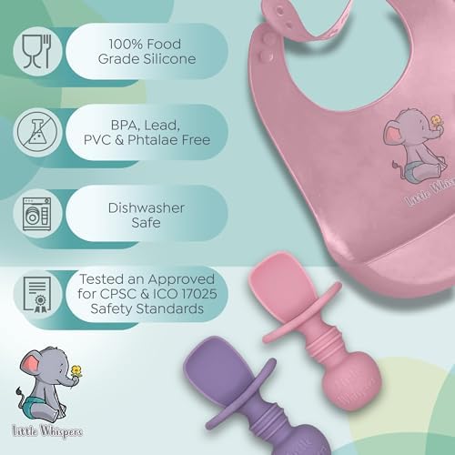 Little Whispers premium food grade silicone baby spoons packaging view