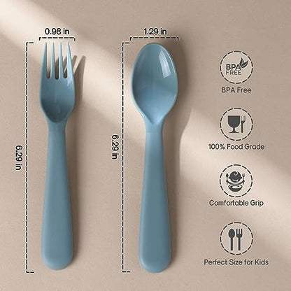 Poikshark children safe plastic spoons and forks set