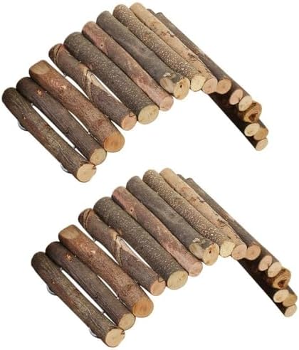 PINVNBY 2 PCS Hamster Toys, Wooden Hamster Ladder Bridge Tunnel Hide, Guinea Pigs Cage Accessories Natural Hideout for Small Animals Chinchillas Guinea Pigs Mouse Rat Ferret Rodents - Image 2
