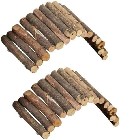 PINVNBY 2 PCS Hamster Toys, Wooden Hamster Ladder Bridge Tunnel Hide, Guinea Pigs Cage Accessories Natural Hideout for Small Animals Chinchillas Guinea Pigs Mouse Rat Ferret Rodents - Image 2