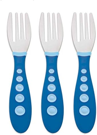 Close up of NUK Kiddy Cutlery stainless steel fork tips