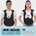 Breathable cotton pet chest pack side view on a person walking