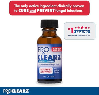 ProClearz antifungal brush-on liquid applicator showing clear formula for easy use.