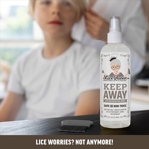 Lice Queen Keep Away eight fluid ounce botanical shield bottle close up
