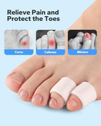 Trimming a silicone toe sleeve with scissors for a custom fit.