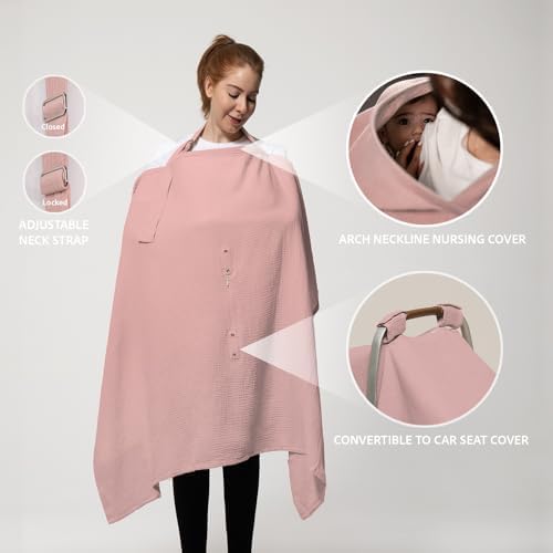 Nilsa 5-in-1 muslin cover used as car seat canopy