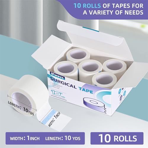 Latex free medical adhesive tape being applied to secure a gauze bandage