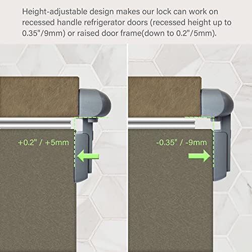 Fridge lock installed on white kitchen appliance