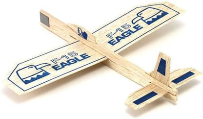 Printed balsa wood sheets showing punch out airplane wing and tail component layout
