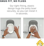 Detailed view of the leak proof elastic neck on potty liners