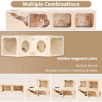 Marchul Magnetic Hamster Hideout Wooden House Chamber for Small Animals Pets Tunnel Exploring Toys for Dwarf Hamsters, Syrian, Gerbils, Hedgehogs, Rats, Mice (Living Room) - Image 6