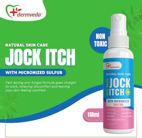 Dermveda Jock Itch remedy bottle showing micronized sulfur ingredient details