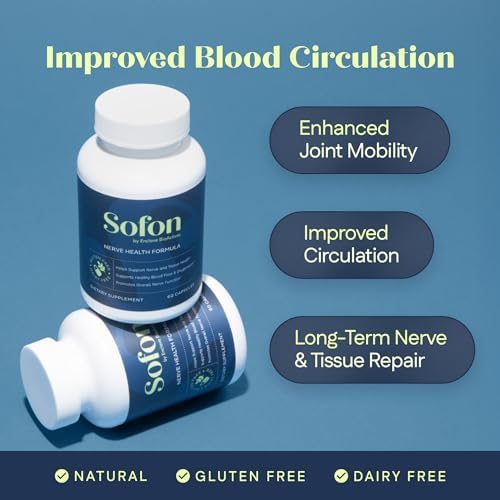 Sofon Nerve Health Formula packaging showing ingredients like Alpha Lipoic Acid and CoQ10