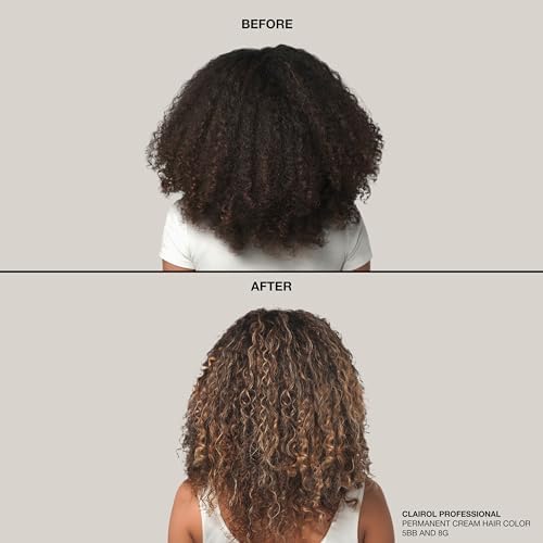 Before and after visual representation of deep conditioning permanent cream hair dye results