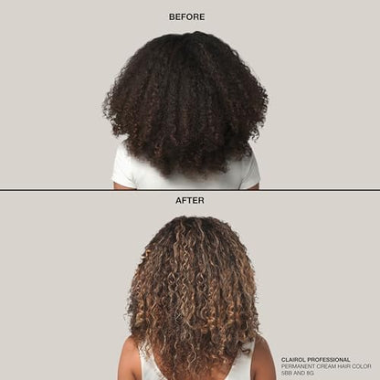 Before and after visual representation of deep conditioning permanent cream hair dye results