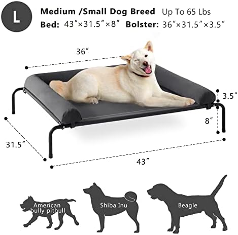 WESTERN HOME Cooling Elevated Dog Bed for Large Dogs, Portable Indoor & Outdoor Raised Dog Bed with Breathable Mesh, Chew Proof Pet Hammock Cots with Removable and Waterproof Bolsters - Image 5