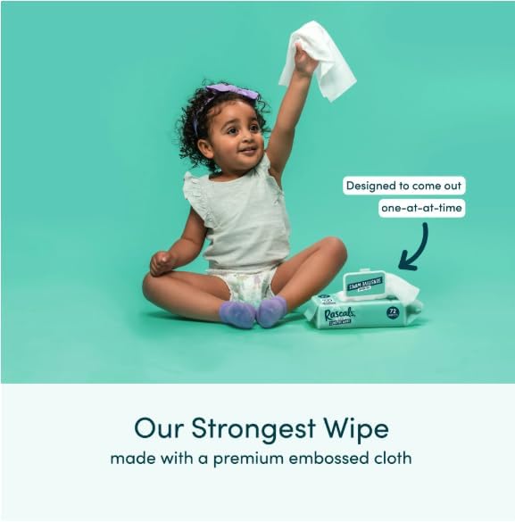 Thick embossed cloth texture of Rascals sensitive baby wipes
