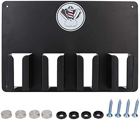 TMISHION professional barber station rack displaying partitioned compartments for clippers and styling brushes.
