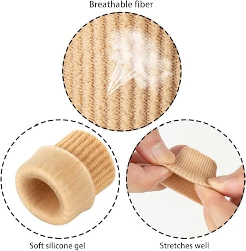 Person wearing a gel toe cushion for bunion and corn relief.
