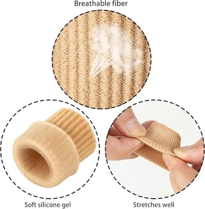 Person wearing a gel toe cushion for bunion and corn relief.