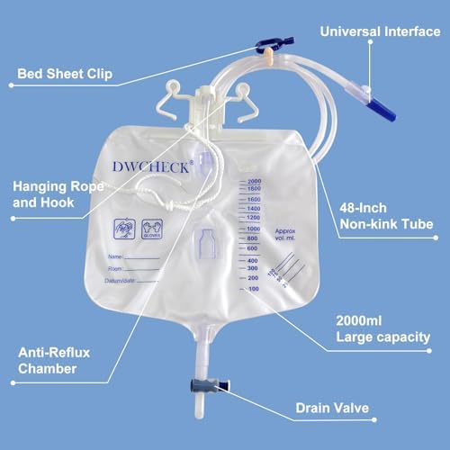 Detailed view of the 2000ml urine bag collection container.