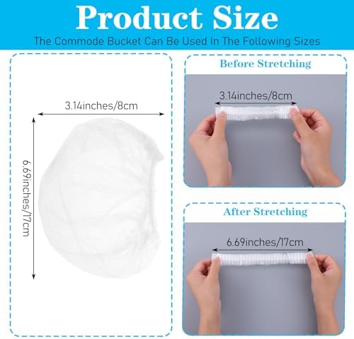 Close-up view of the elasticized border on the disposable toilet seat cover bag demonstrating flexibility.
