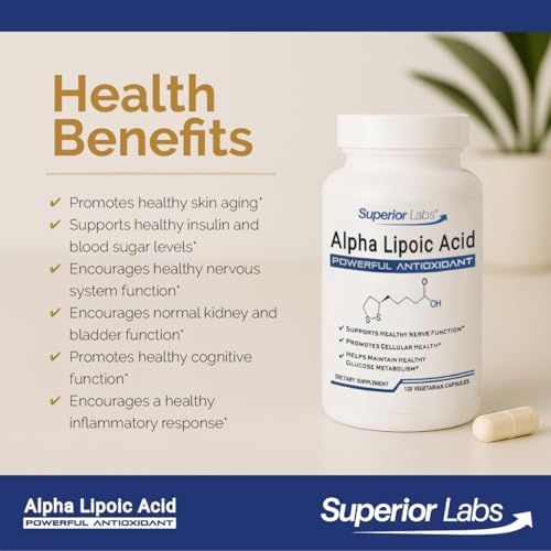 Superior Labs Alpha Lipoic Acid 120 vegetarian capsules supplement facts label