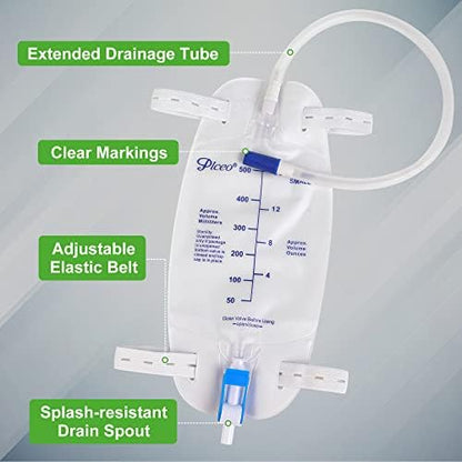 Close up of easy-flip drain valve on drainage bag