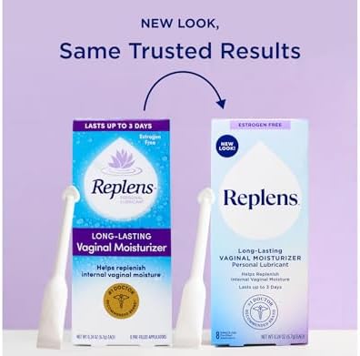 Replens vaginal moisture restorer side panel showing ingredient list and usage instructions