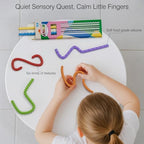 Close up of flexible sensory fidget sticks showing textures