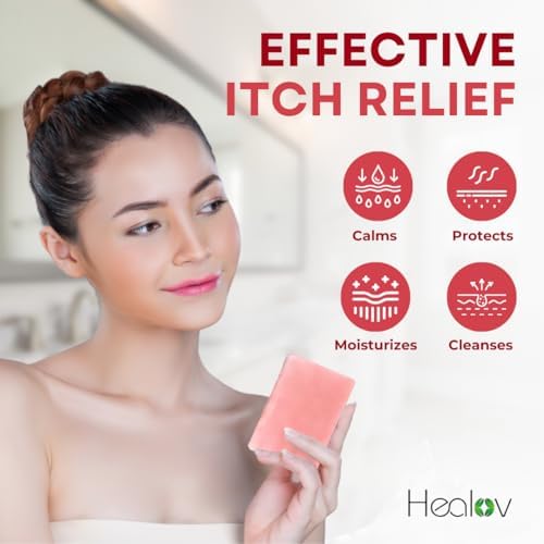 USA imported Herblov calamine soap bar showing anti itch properties