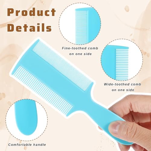 Close up of the dual sided fine teeth on the Yolev plastic lice comb.