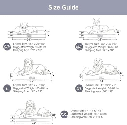 Rainmr Orthopedic Dog Bed for Small and Medium Dogs, Memory Foam Pet Bed with Washable Removable Cover, Nonskid Bottom, Waterproof, for Indoor, Outdoor, Crate Car Use, 30x20x6 Inches, Light Grey - Image 3