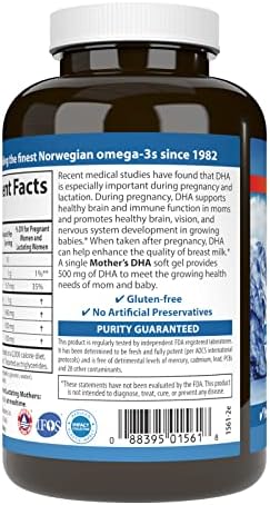 Carlson Mother's DHA unflavored Norwegian fish oil capsules