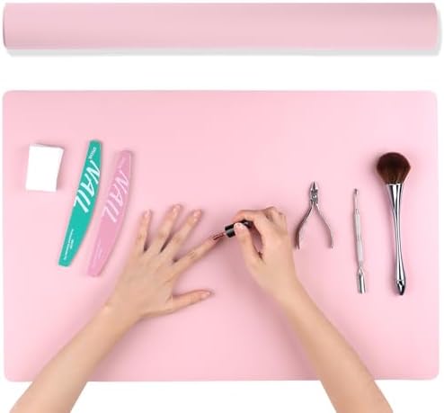 Foldable nail technician table mat showing soft microfiber texture