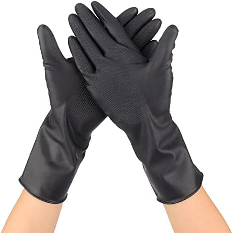 VOVCIG hair coloring accessories highlighting the anti slip textured palm grip on black latex gloves