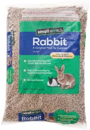 Close up of Small World rabbit pellets showing the high fiber corn free texture.