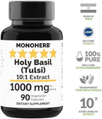 Monoherb Holy Basil 1000mg supplement bottle side label details