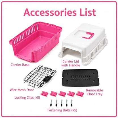 Freepet durable travel crate disassembled showing snap lock side buckles for easy cleaning