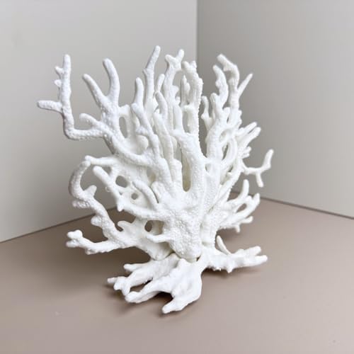 Top-down perspective of the imported white resin coral reef ornament illustrating its realistic dimensional footprint.