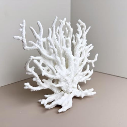 Top-down perspective of the imported white resin coral reef ornament illustrating its realistic dimensional footprint.