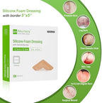 NeuHeils medical adhesive bandage patch protecting a leg ulcer with its high absorbency layer.