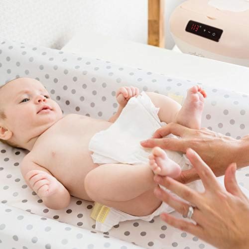 Close up of digital temperature display on La Caresse wipe warmer