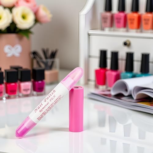 Close up of removable tip on pink nail polish corrector pen