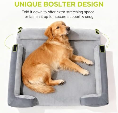 Extra Large Dog Bed, Orthopedic XL Washable Memory Foam Bed for Big Dogs Waterproof Pet Couch Sofa Bolster with Removable Cover, Non-Slip Bottom, Tennis Ball Toy, 42x30 - Image 4