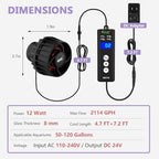 Hygger aquarium pump packaging showcasing authentic USA imported technical specifications
